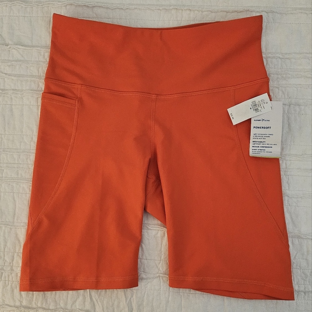 Old Navy Orange Athletic Shorts High-Rise Stretch